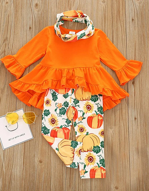 Load image into Gallery viewer, Toddler Halloween Pumpkin Print Dress Set
