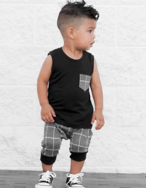 Load image into Gallery viewer, Toddler Boy Plaid Short Set
