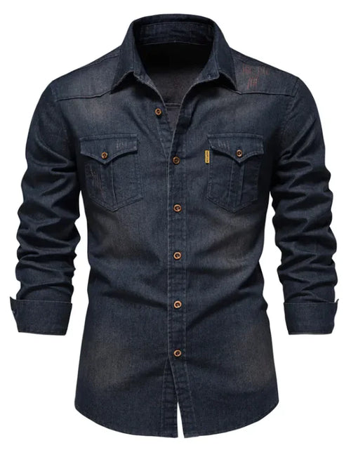 Load image into Gallery viewer, New Denim Men&#39;s Casual Solid Color Long Sleeve Shirt
