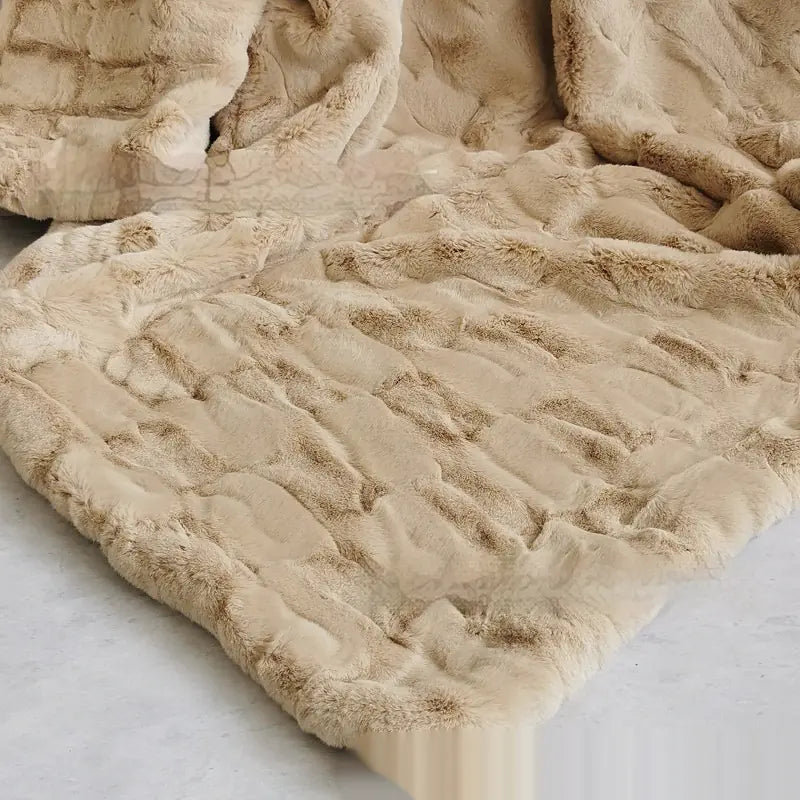 Soft Sofa with Mink Embossed Fur Blanket