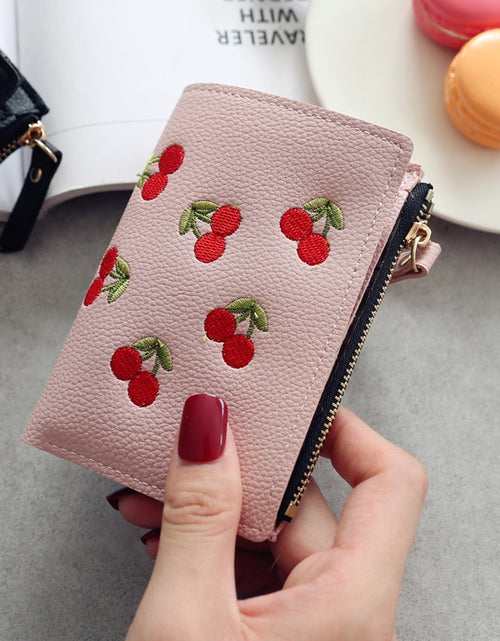 Load image into Gallery viewer, Cherry Embroidered Small Wallet
