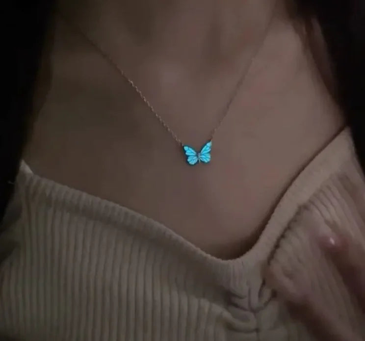 Blue Luminous Smart Butterfly Necklace