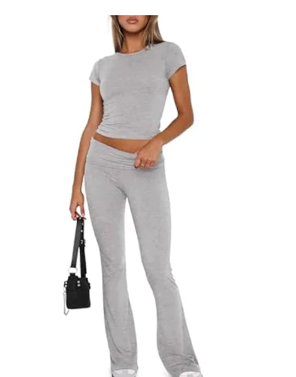 Casual Solid Color T-Shirt & Pants Set