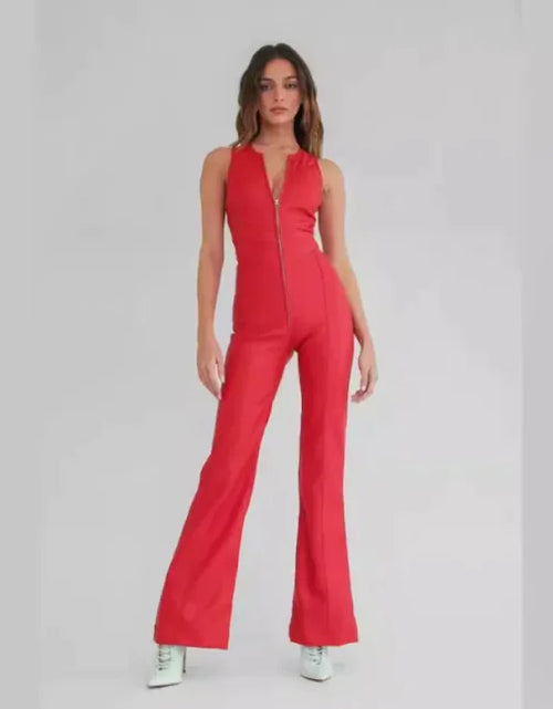 Load image into Gallery viewer, High-Waist Retro Slim Denim Jumpsuit
