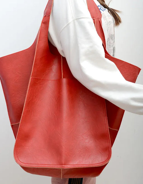 Load image into Gallery viewer, Soft Leather Large Capacity Shoulder Hand-held Tote Bag
