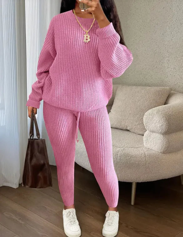 Women's Fashionable Knitted Wool Trousers Suit