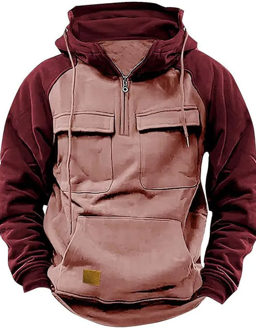 Load image into Gallery viewer, Fall Winter Hooded Young Men&#39;s Workwear Contrast Color Casual Sweater
