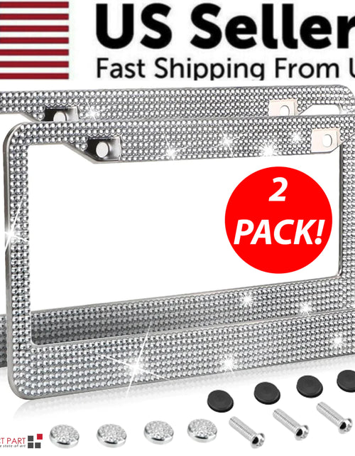 Load image into Gallery viewer, 2PCS Bling License Plate Frame Glitter Crystal Sparkling Rhinestone Diamond Caps
