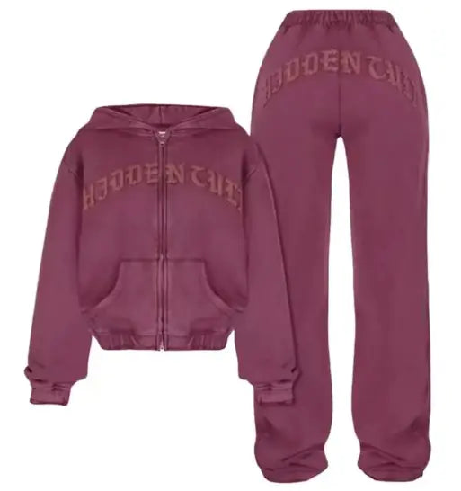 Hooded Cropped Sweatshirt And Loose Trousers