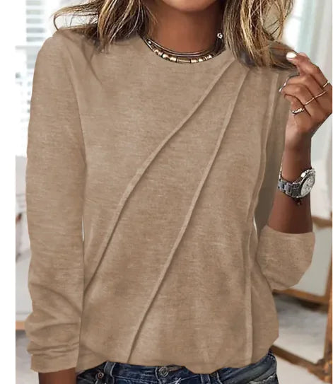 Solid Color Long Sleeve Pullover Top