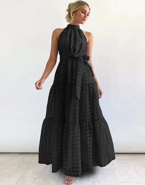 Load image into Gallery viewer, Women&#39;s Grid Hollow Long Dress
