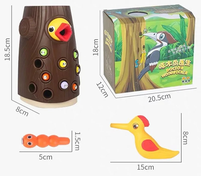 Woodpecker Worm Catching Game: Magnetic Family Fun and Educational Toy Set for Kids