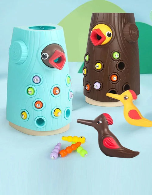 Load image into Gallery viewer, Woodpecker Worm Catching Game: Magnetic Family Fun and Educational Toy Set for Kids
