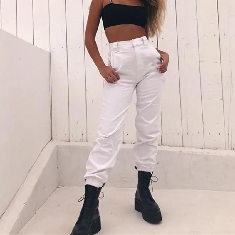 High Waist White Trousers