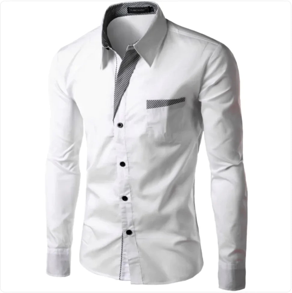 European And American Simple Men's Long Sleeve Shirt