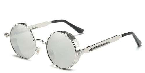 Load image into Gallery viewer, Retro Steampunk Round Sunglasses – Vintage Metal Designer Shades
