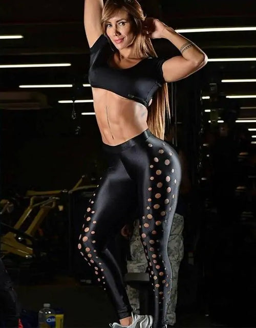 Load image into Gallery viewer, Dot Hollow Power Push Up Fitness Leggings
