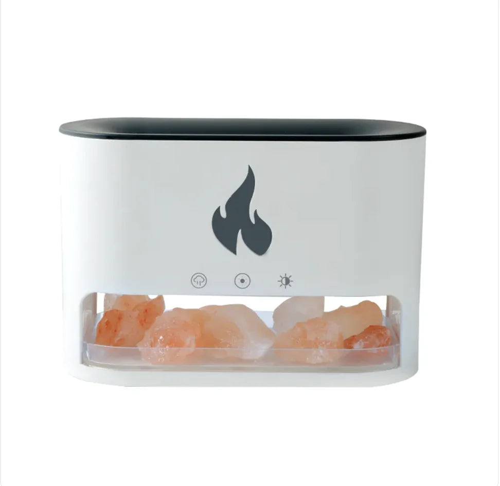 Flame Humidifier with Aromatherapy & Crystal Salt Lamp