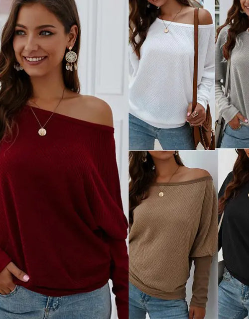 Load image into Gallery viewer, Off Shoulder Sweater Knit Top
