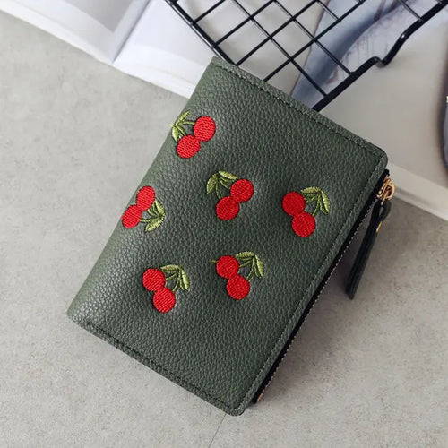 Load image into Gallery viewer, Cherry Embroidered Small Wallet
