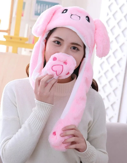 Load image into Gallery viewer, Plush Animal Cartoon Hat with Moving Rabbit Ears: Funny Gift for Kids
