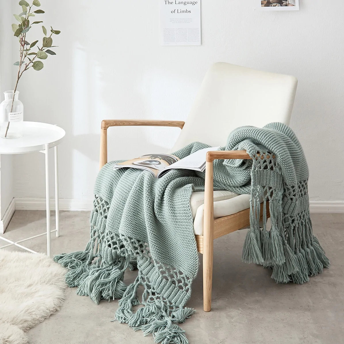 Handmade Hollow Tassel Blanket