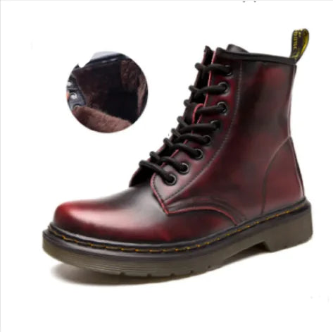 Load image into Gallery viewer, Low-Heeled Leather Martin Boots
