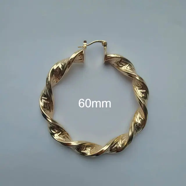 Twist Big Round Hoop Earrings