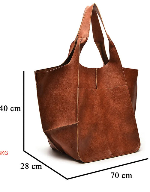 Load image into Gallery viewer, Soft Leather Large Capacity Shoulder Hand-held Tote Bag
