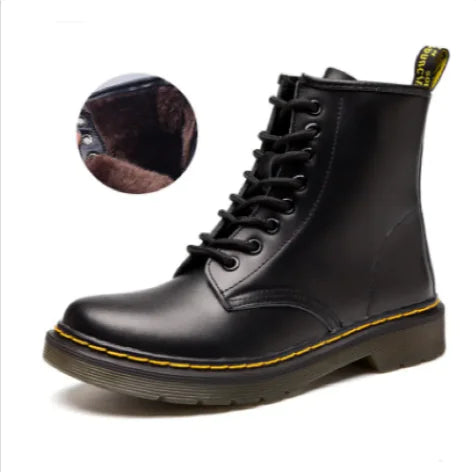 Low-Heeled Leather Martin Boots