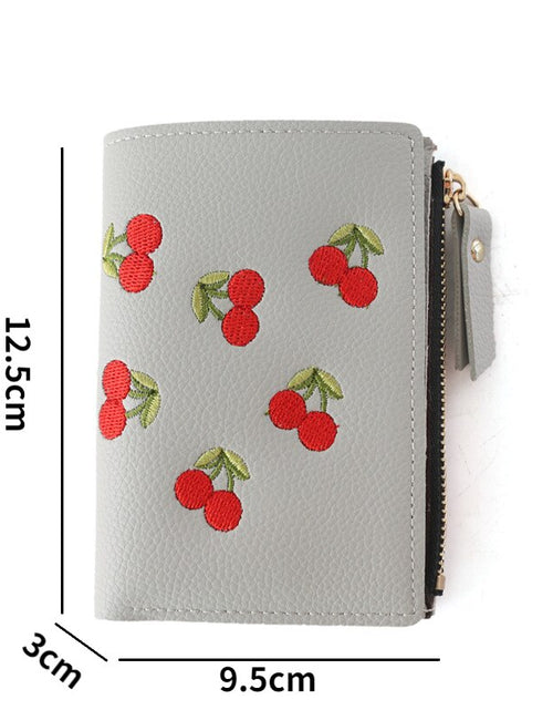 Load image into Gallery viewer, Cherry Embroidered Small Wallet
