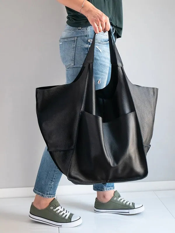 Soft Leather Large Capacity Shoulder Hand-held Tote Bag