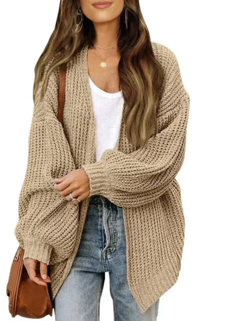 Load image into Gallery viewer, Loose Retro Sweater Coat Women&#39;s Mid-length Knitted Cardigan
