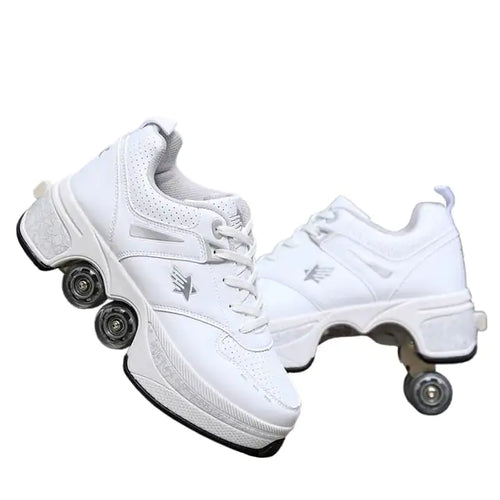 Load image into Gallery viewer, Leather Kids Four Wheels Roller Skate Shoes
