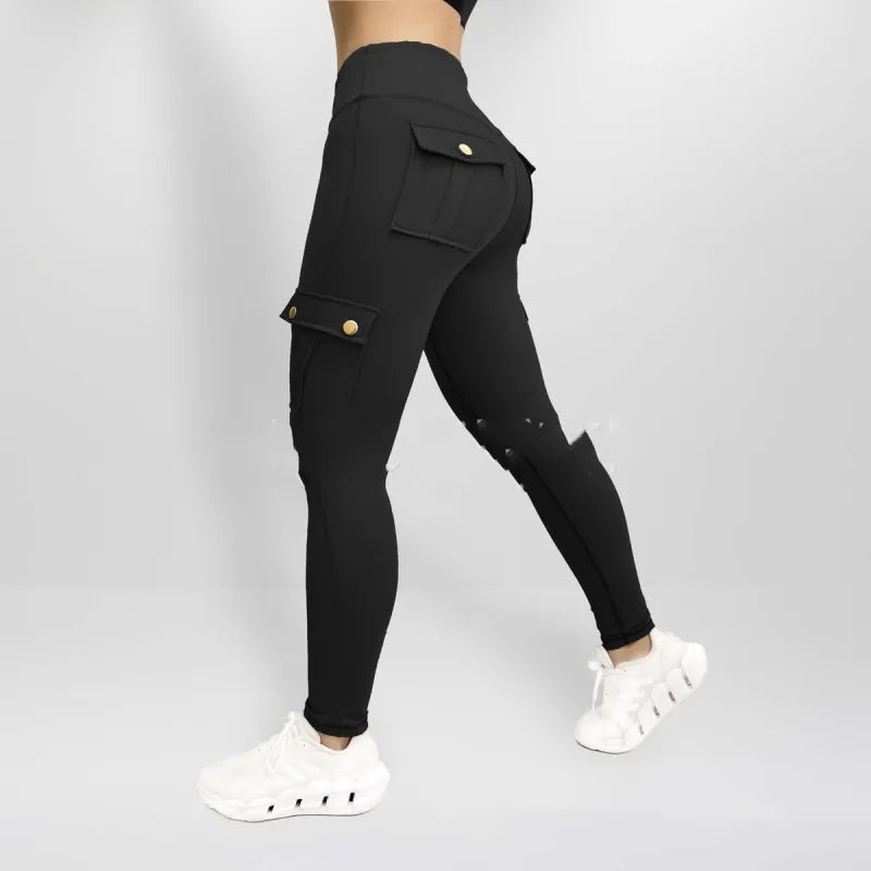 Workwear With Pocket Fitness Pants For Women High Elastic Tight