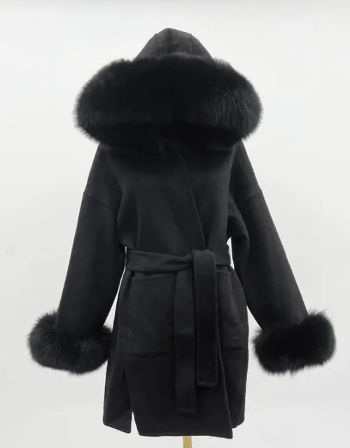 Load image into Gallery viewer, Fur Collar Hood Woolen Coat
