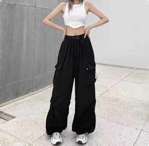 Load image into Gallery viewer, Retro Wide-Leg Casual Pants with Corset Detail and Large Pockets
