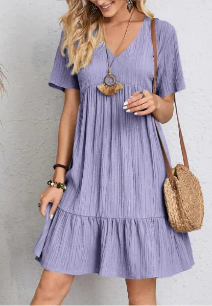 Load image into Gallery viewer, Summer V-neck Dresses Women&#39;s Loose Casual Short-sleeved Corset Dress
