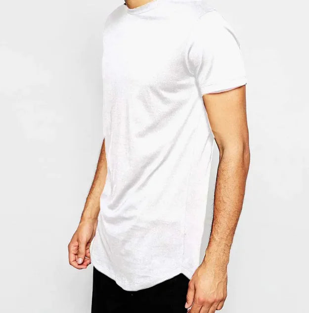 High Street Extended Base Men's Circular Lower Hem T-shirt Top Summer