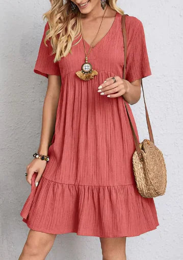 Load image into Gallery viewer, Summer V-neck Dresses Women&#39;s Loose Casual Short-sleeved Corset Dress
