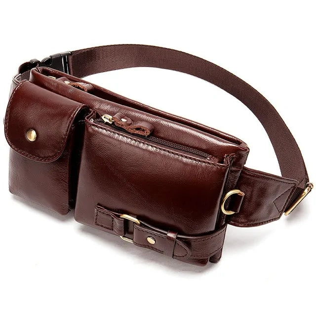 Men's Waist Genuine Leather Bag