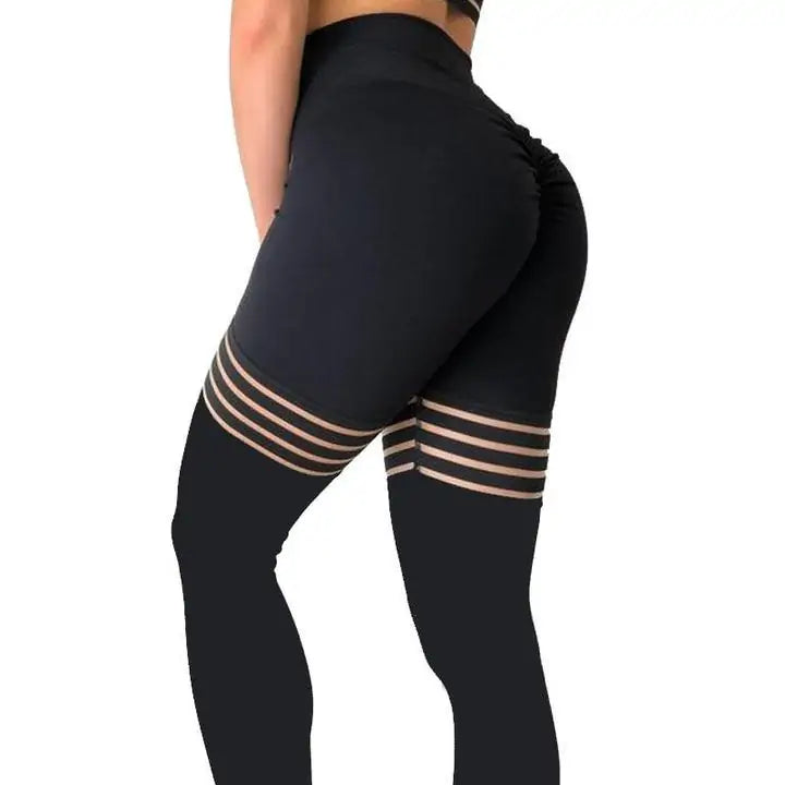 Black Hollow Spliced Leggings