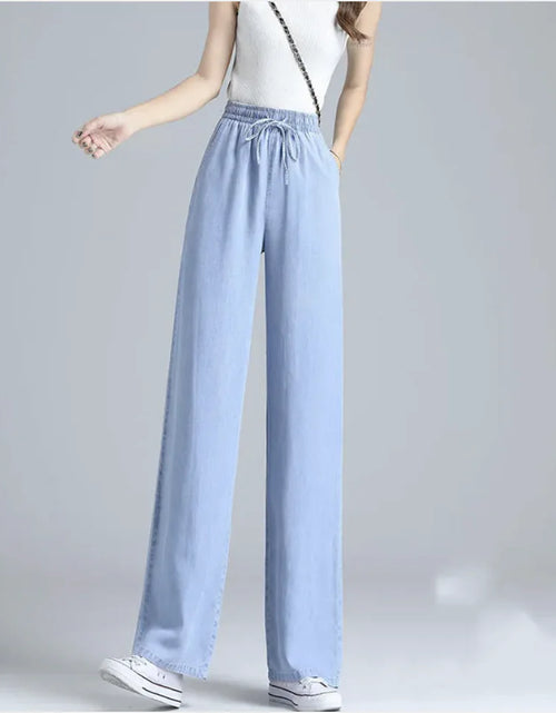 Load image into Gallery viewer, High-Waist Wide-Leg Ice Silk Pants – 9 Points
