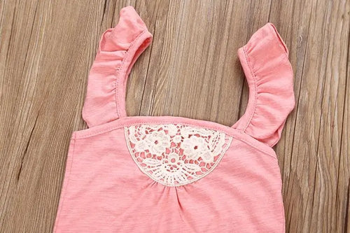 Load image into Gallery viewer, Toddler Sleeveless Lace Romper Outfit
