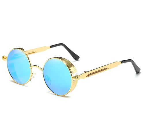 Load image into Gallery viewer, Retro Steampunk Round Sunglasses – Vintage Metal Designer Shades
