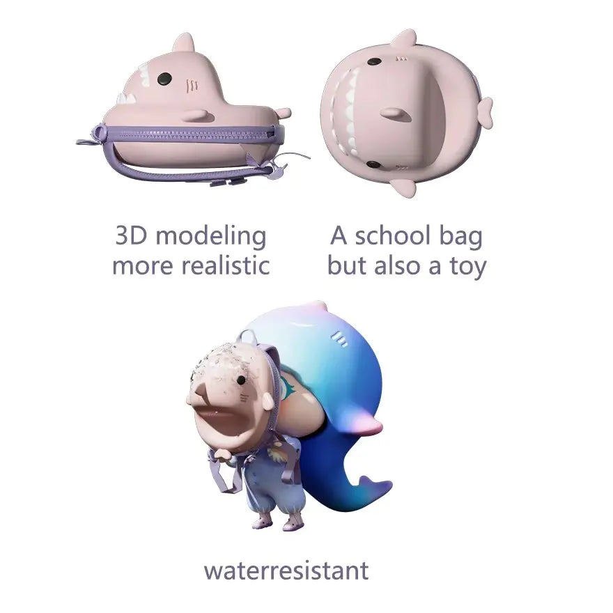 3D Shark Toddler Kindergarten School Bags