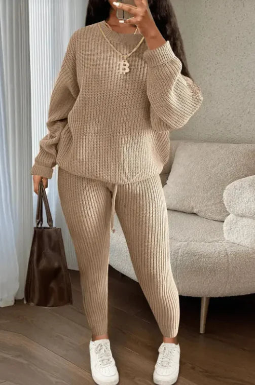 Women's Fashionable Knitted Wool Trousers Suit