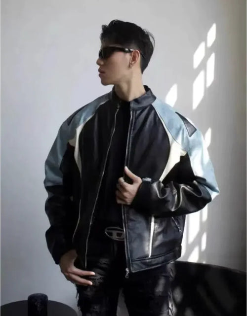 Load image into Gallery viewer, Men&#39;s Windproof Leather Motorcycle Jacket
