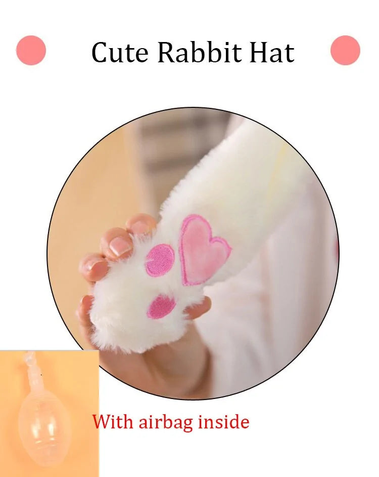 Plush Animal Cartoon Hat with Moving Rabbit Ears: Funny Gift for Kids