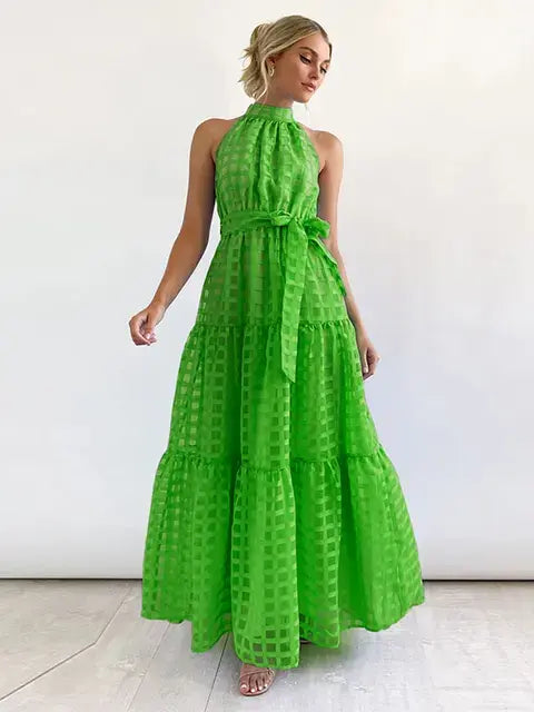 Load image into Gallery viewer, Women&#39;s Grid Hollow Long Dress
